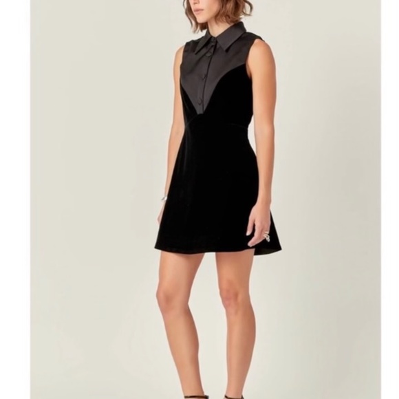 English Factory Black Velvet Mini Dress - Picture 4 of 7